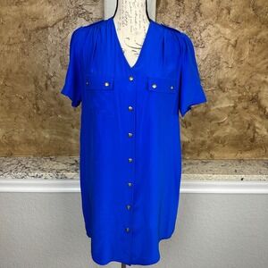 Amanda Uprichard Silk Dress‎ Short Tunic Shirt Sz Small Casual Royal Blue